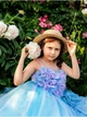 Детское праздничное пышное фатиновое платье с объемными цветами 160 Голубое (Волошка 160) - изображение 3