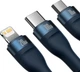 Кабель Baseus Flash USB-C - MicroUSB+Lightning+USB-C 100W 1.5 м Blue (CASS030203) - изображение 3