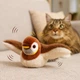 Игрушка для кошек Летающий воробей с подвижными крыльями и щебетом, игрушка-птичка для котят интерактивная плюшевая на аккумуляторе, мягкая подвижная игрушка в виде воробья Бело-коричневая LY-867-White/Brown - изображение 7
