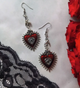 Сережки Fashion Jewerly винтажные красное сердце летучая мишь серебристые (SVS) - изображение 2