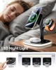 Беспроводная зарядная док станция для айфона складная LEXEGO 15W MagSafe 3в1 зарядка для айфон Apple iPhone Apple Watch AirPods с ночником (3 режима) Black U-22B - изображение 5