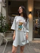 Бавовняна сукня-футболка з малюнком сiрого кольору 33659 One Size - зображення 2
