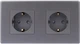 Двойная розетка 1DAL с З/К + Шторки, 2 подрозетника Серая (P157-STX2.GR) - изображение 2