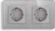 Двойная розетка стеклянная 1DAL с З/К + Шторки, 2 подрозетника Серая (G157D-STX2.GR) - изображение 2