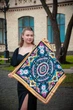 Велика дизайнерська хустка My Scarf "Карпатська зірка" 70 на70 см золото - изображение 1