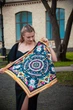 Велика дизайнерська хустка My Scarf "Карпатська зірка" 70 на70 см золото - изображение 2