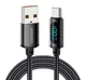 Кабель Essager USB - Type C з дисплеєм, 7A, 100W, 2m (200cm) Black - зображення 1