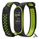 Силиконовый ремешок Nike style для фитнес-браслета Xiaomi Mi Band 3/4 Чёрный с лаймовым + металическая кнопка (MRKQ0104) - изображение 1