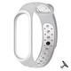 Силиконовый ремешок Nike style для фитнес-браслета Xiaomi Mi Band 3/4 Серый с белым + металическая кнопка (MRKQ0107) - изображение 1