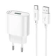 Сетевое зарядное устройство Hoco C109A (USB/QC3.0) + USB кабель Type-C-белый - изображение 1