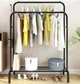 Двойная стойка для одежды Double floor Hanger для одежды и обуви с полкой Черная - изображение 4