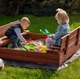 Деревянная песочница Springos SBP120SET02 120х120 см с раскладными скамейками - крышкой, дном и брезентом - зображення 2