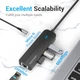 USB-хаб Vention USB-C to USB 3.0*3/RJ45/Micro-B HUB 0.15 Black ABS Type - зображення 3