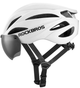 Kask rowerowy Rockbros z szybka, odpinane okulary z ochrona UV Matowy Bialy (5907769373367) - obraz 3