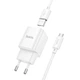 Сітчасте зарядне пристрій Hoco C145A 1USB/18W/QC3.0 + (USB - MicroUSB) Білий - зображення 3