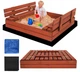 Дитяча дерев'яна пісочниця Springos SBP120SET02 120х120 см з розкладними лавками - кришкою, дном та брезентом - зображення 3