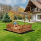 Дитяча дерев'яна пісочниця Springos SBX120RSET 120х120 см з розкладними лавками - кришкою, дном та навісом - зображення 2