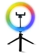 Кольцевая лампа с RGB-подсветкой NNHQ-10 RGB, диаметром 26 см, 15 цветных + 3 белых режимов, 3000–6500 K, Черный (NNHQ10RGB) - изображение 1