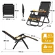 Розкладне посилене м'яке крісло-шезлонг 174x65x114 см до 150 кг LEOBRO Zero Gravity Premium Plus з підголовником та матрацом для відпочинку на природі в кемпінгу чи дачі Чорний - зображення 2