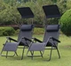 Розкладне ергономічне крісло-шезлонг 177×64 ×110 см до 120 кг LEOBRO Zero Gravity Black з козирком підголовником та тримачем для відпочинку на природі пляжі в кемпінгу чи дачі Чорний - зображення 2