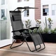 Розкладне ергономічне крісло-шезлонг 177×64 ×110 см до 120 кг LEOBRO Zero Gravity Black з козирком підголовником та тримачем для відпочинку на природі пляжі в кемпінгу чи дачі Чорний - зображення 5