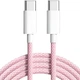 Кабель Foxconn Type-C-Type-C Woven 60W тканевый 1м для быстрой зарядки Apple + ключ для SIM-карты Pink - изображение 2