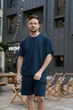 Чоловічий спортивний костюм шорти з кишенями та футболка оверсайз бавовняний на літо синій 3XL - зображення 6