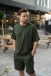 Чоловічий спортивний костюм шорти з кишенями та футболка оверсайз бавовняний на літо оливковий 3XL - зображення 5
