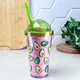 Пластикова склянка з трубочкою подвійні стінки 0,54 л рожевий декор Avocado Herevin - зображення 1