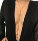 Цепочка бодичейн Fashion Jewerly на тело талию одежду женское украшение цепь золотистая с черными камушками бижутерия (SVS) - изображение 1
