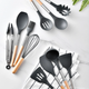 Набор кухонных принадлежностей из силикона и дерева с подставкой Kitchen Set 12 предметов Черный (HA-50) - изображение 6