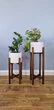Подставки для цветов и вазонов деревянные WoodDecor комплект в коричневом цвете высокая и низкая - изображение 1