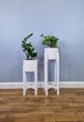 Подставки для цветов и вазонов деревянные WoodDecor комплект в белом цвете высокая и низкая - изображение 1