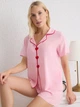 Пижама (рубашка + шорты) женская из вискозы Trendyol THMSS25PT00002 34 Розовая (8683050734716) - изображение 3