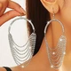 Женские длинные сережки с многослойными подвесками стразами jewelry Серебристый - изображение 1