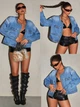 Куртка джинсовая женская SHEIN GD-00210574 S Синяя (DN3012300099792) - изображение 8