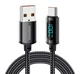 Кабель Essager USB - Type C с дисплеем, 7A, 100W, 2m (200cm) Black - изображение 1