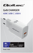 Ładowarka sieciowa Qoltec GaN 45W 5-20V 1x USB-C PD 1x USB QC 3.0 White (5901878518251) - obraz 3