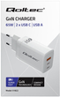 Ładowarka sieciowa Qoltec GaN 65W 5-20V 2x USB-C PD 1x USB QC 3.0 White (5901878518220) - obraz 3