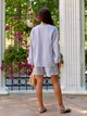 Жіночий лляний костюм у смужку сорочка з шортами Uaclothes 42-44 Синій (like33715-141181349) - зображення 4