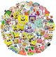 Набор наклеек Губка Боб Квадратные Брюки SpongeBob 50 штук стикерпак на авто телефон ноутбук самокат гаджеты (SVS) - изображение 1