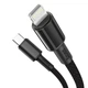 Кабель для зарядки та передачі даних Type-C - Lightning Baseus High Density Braided 20W, 2m (CATLGD-A01) Черный - зображення 3