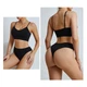 Комплект женского белья Lesko 6608# Черный L в текстуре косичка трусы и топ - изображение 2