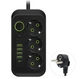 Подовжувач мережі / адаптер 2500 Вт 8 в 1 з 3 розетками змінного струму і 4 USB + 1 Type-C, 2 м, чорний (008s) - зображення 1