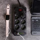 Сетевой фильтр удлинитель 3 м на 6 розеток 4 USB 2 Type-C и кнопкой отключения HP-5-15 - изображение 2