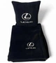 Плед та подушка в авто з вишитим логотипом LEXUS чорний фліс 260г/м2 розмір S - зображення 1