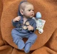 Реалистичная кукла Реборн Reborn 50см мальчик анатомический винил силикон новороженный младенец синий костюм - изображение 1