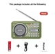Радіоприймач / Bluetooth-колонка з акумулятором LED-дисплей MP3-плеєр USB / TF / FM / MIC-диктофон green - зображення 14