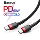 USB кабель Type-C на Type-C BASEUS Flash charge cafule (PD2.0, 60W, 3A, 1m). Black-Red - зображення 2