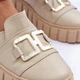 Buty wsuwane damskie Lewski Shoes 3398 38 Beżowy/Srebrny - obraz 5